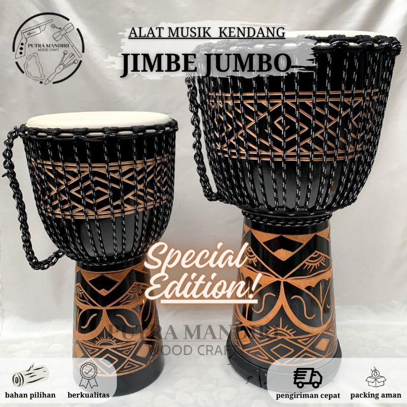 Kendang Jimbe Jumbo 50 60 cm Gendang Djembe Ukir (Carving) Special Edition