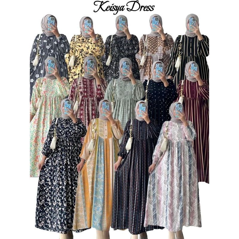 GALERIAZKIYA KEISYA DRESS/ KEISYA MIDI DRESS/ MIDI DRESS RAYON MOTIF/ MAXI DRESS MOTIF / DRESS MAXY 