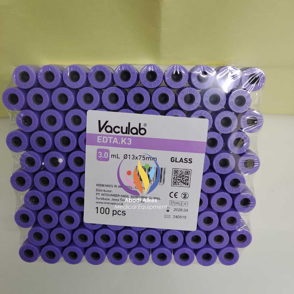 Tabung darah EDTA 3ml - Vacutainer EDTA Blood Collection Tube Ungu VACULAB EDTA