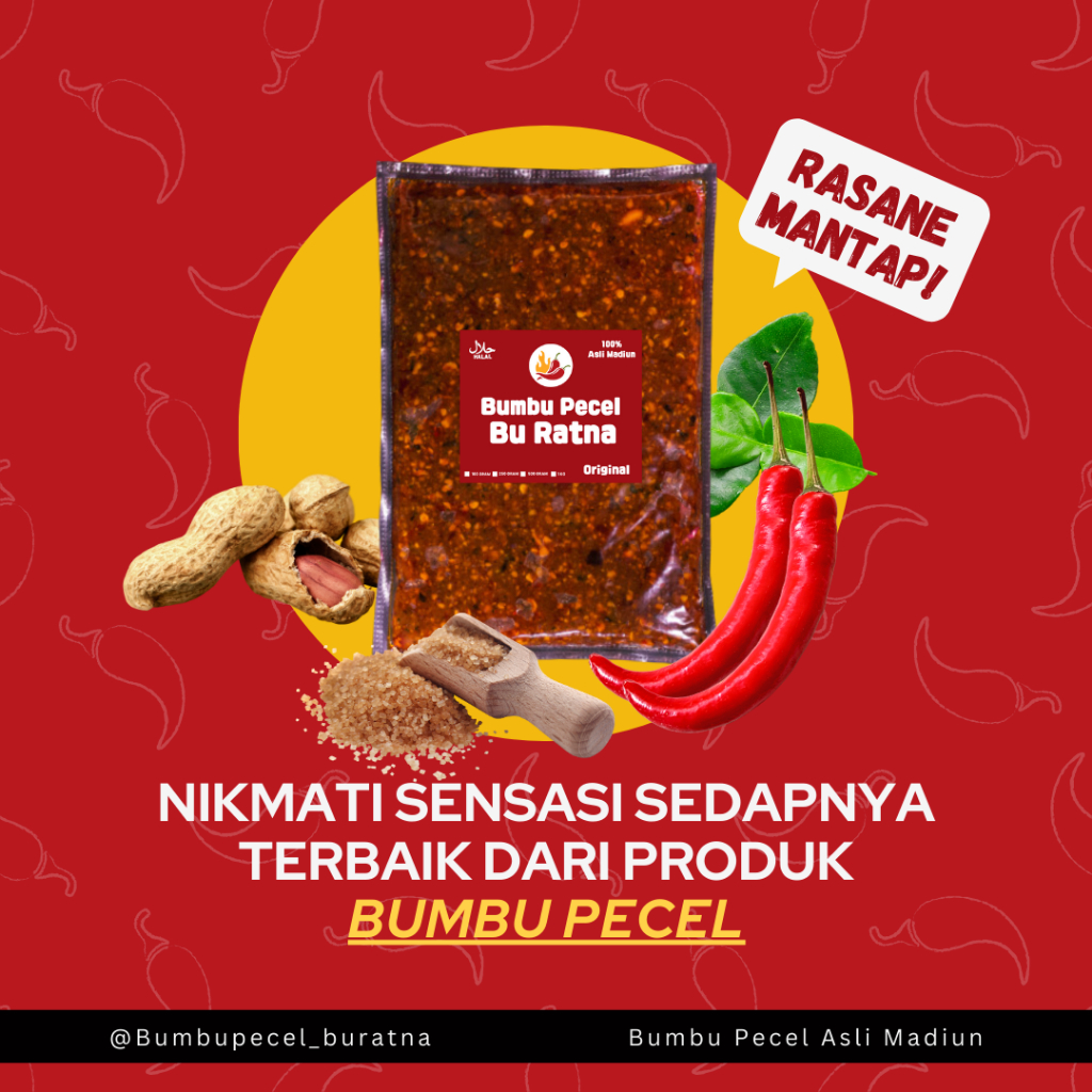 

Sambel Pecel Madiun Bumbu Pecel Sambal kacang Bu Ratna Varian Tidak Pedas Kemasan 500GR - 1 KG