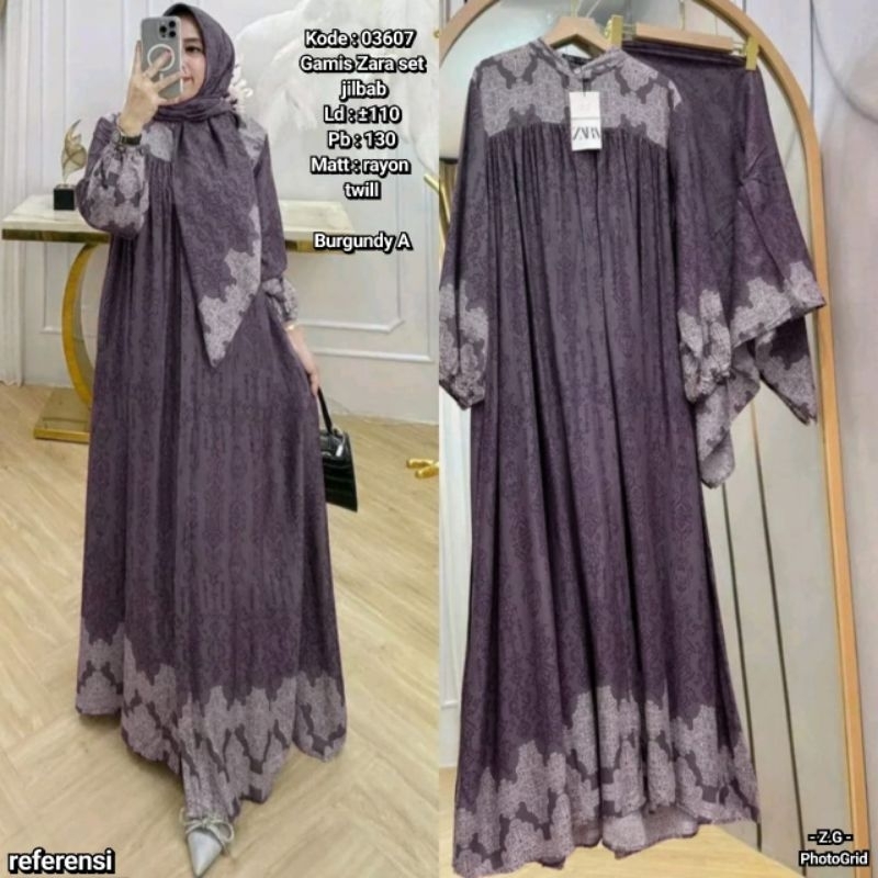 ER 03607 SET JILBAB MAYUNG PREMIUM LABEL ZARA