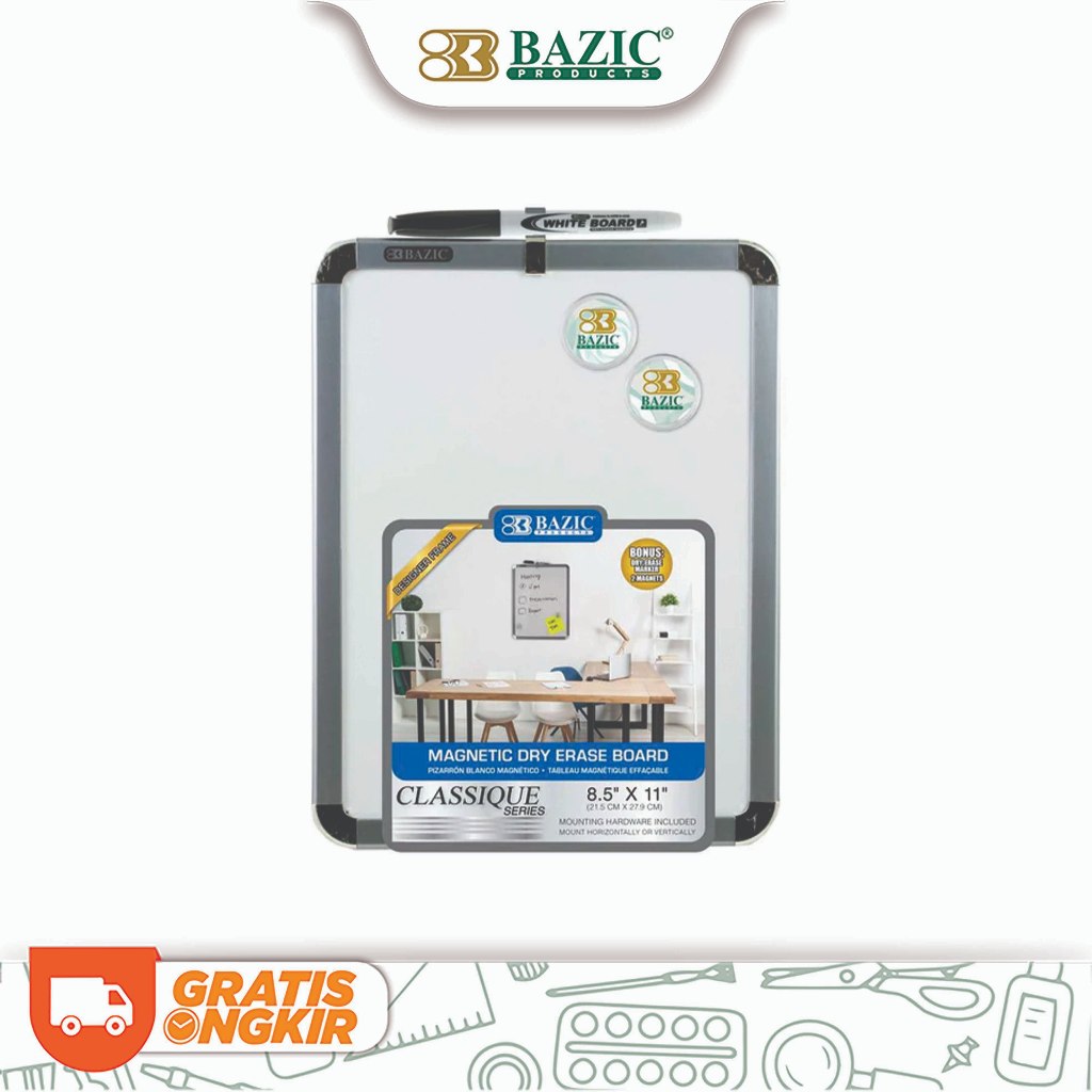 

Bazic Magnetic Dry Erase Board 8.5"x 11" - Papan Tulis Magnet