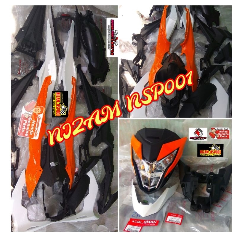 COVER BODY SET HALUS +KASAR +BATOK LAMPU DEPAN SONIC 150R WARNA OREN REPSOL ORIGINAL