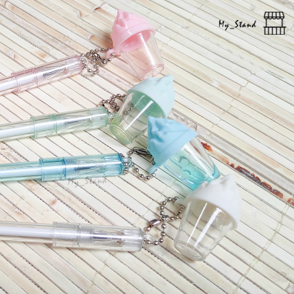 

Satuan 1 & 4 pcs Pena Gantungan Ice Cream Cup Pen Bolpen Pulpen Bolpoin Karakter eskrim