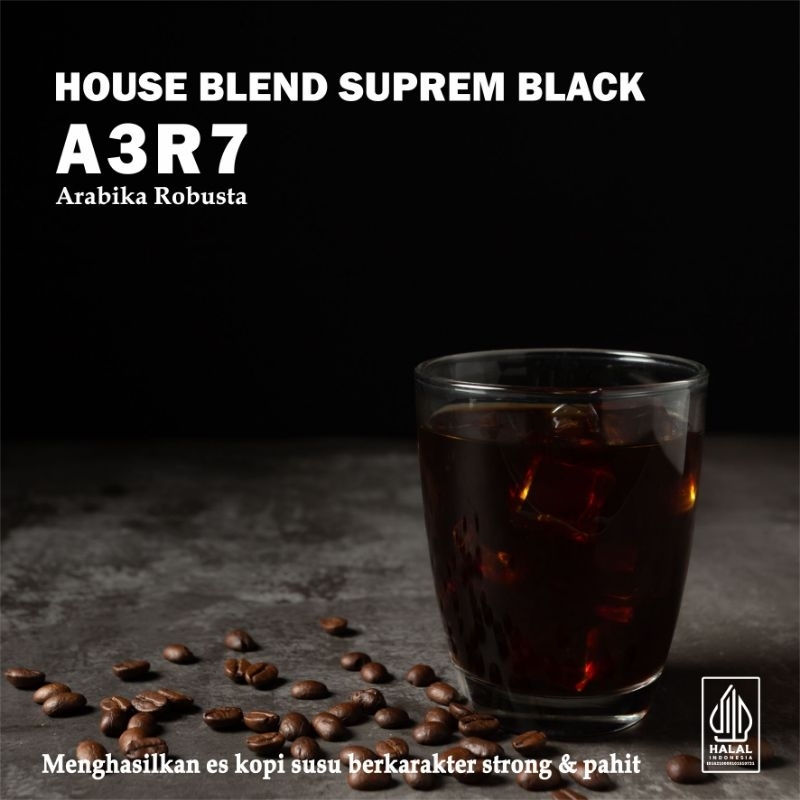 

Biji Kopi Bubuk Arabika Blend Robusta A3R7 Suprem Black 250gr Espresso Blend