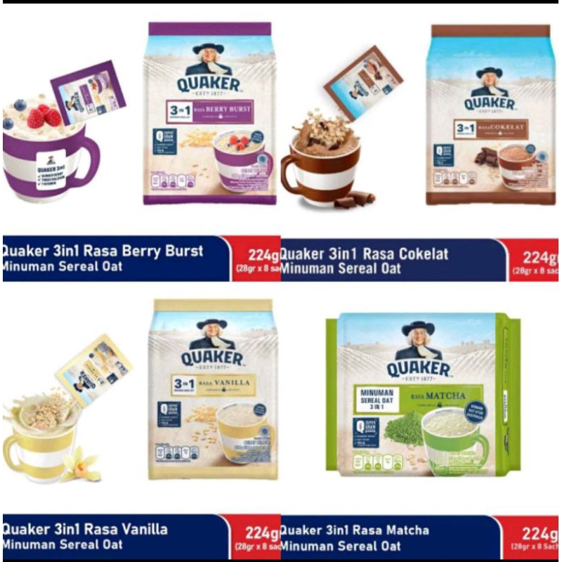 

quaker 3in1 minuman sereal oat isi 8