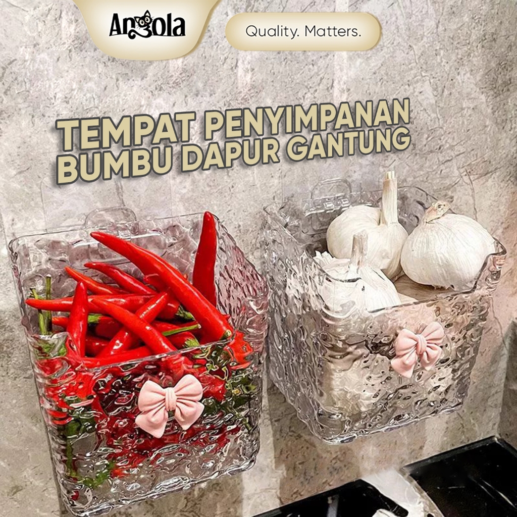 ANGOLA Tempat Penyimpanan Cabai/Bawang/Bumbu Dapur E77 Kotak Penyimpanan Serbaguna Tanpa Bor