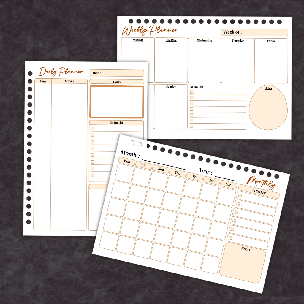 

Loose Leaf Daily Planner, lembaran catatan Rencana Kerja Harian