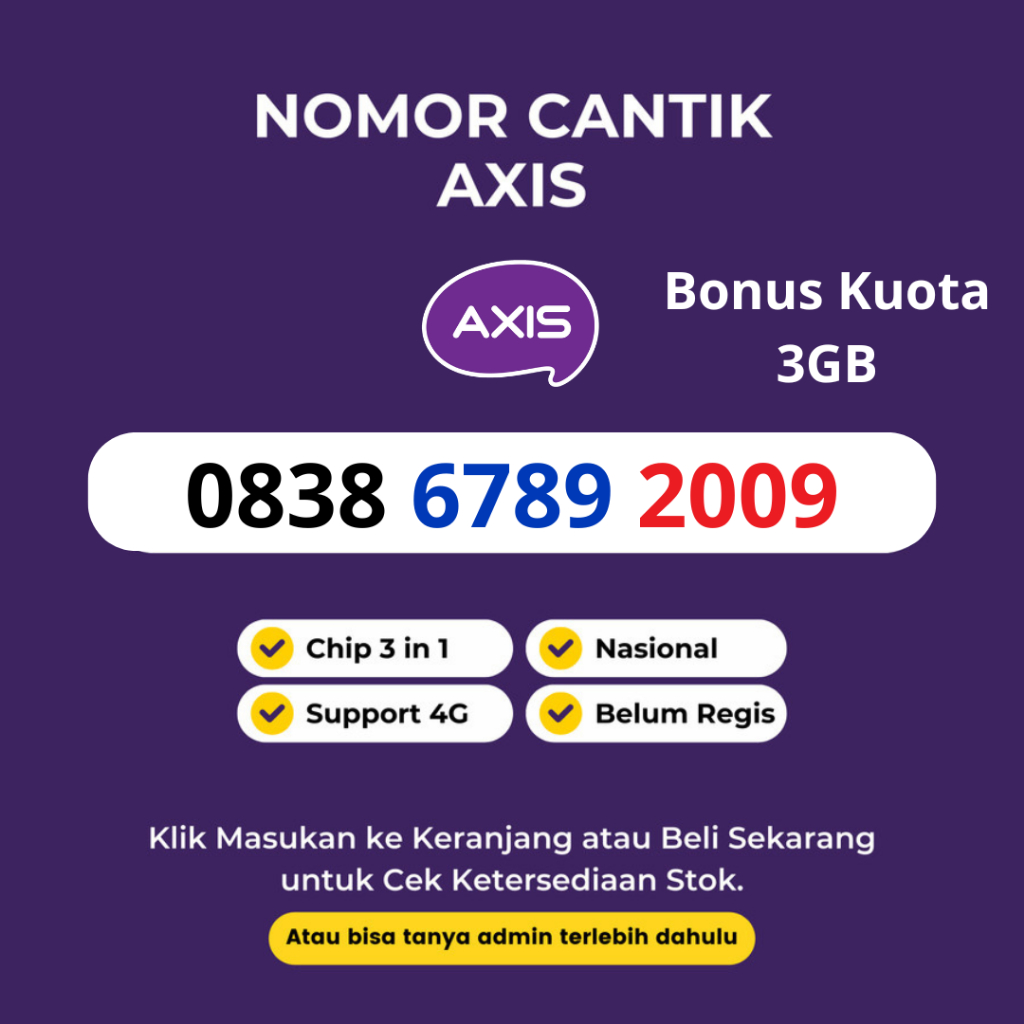 Kartu Perdana Nomor Cantik AXIS Tahun Lahir Support 4G LTE Murah dan Rapi - Kartu Perdana Cantik Axi