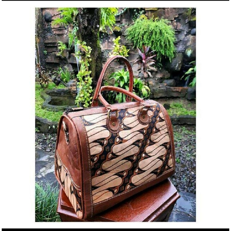 tas kulit lukis batik parang handmade