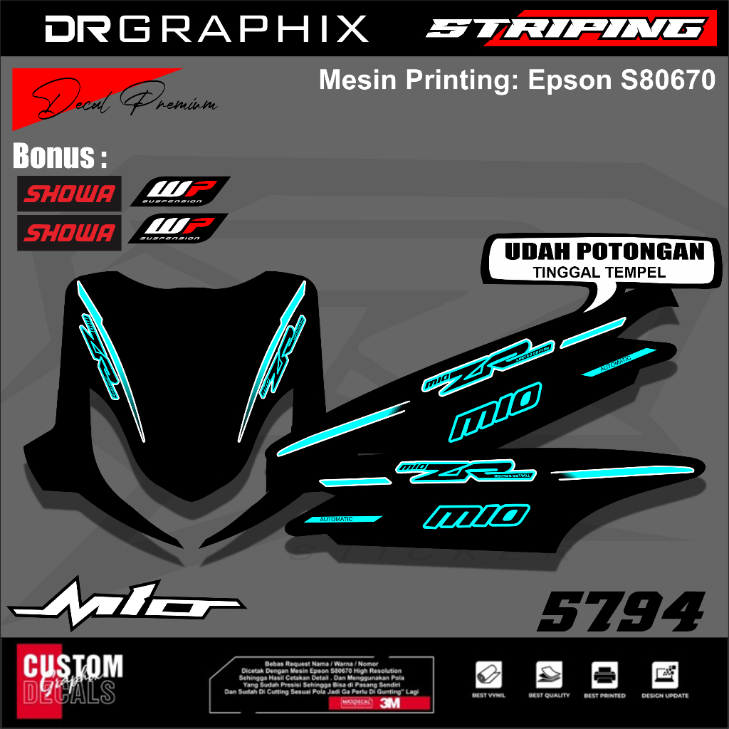 Stiker Striping Mio Smile/Sporty 2008 2009 2010 2012 2013 Sticker Sudah Dipotong Variasi Mio Sporty 