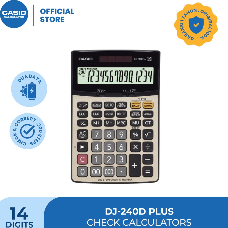 

CASIO KALKULATOR DJ24DPLUS Kalkulator TokoDagang Fungsi Cek 14 digit KODE P3T8
