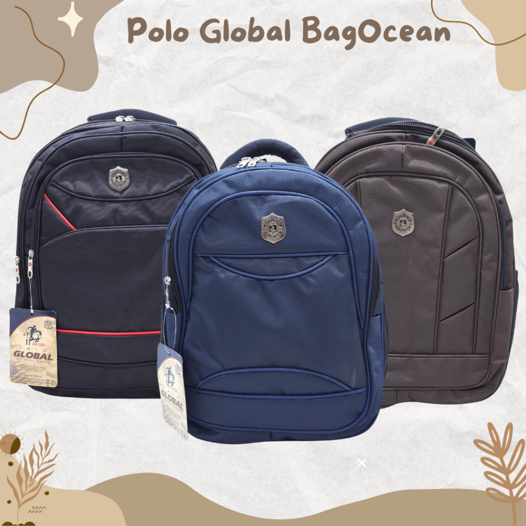 Tas Polo Polo Global kanvas Simpel Polos 14 Inchi 16 INCHI / Ransel Polo Global Kain Kanvas Anti Air