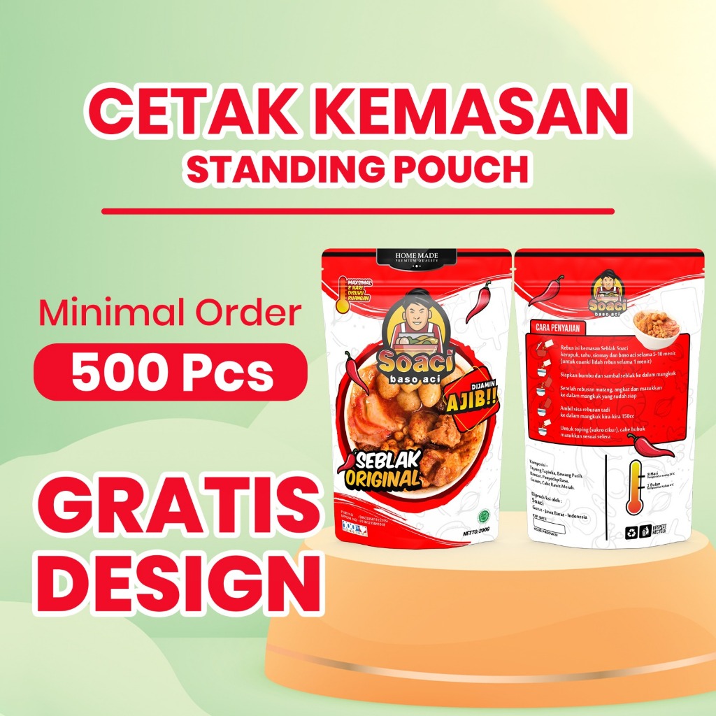 Cetak kemasan standing pouch custom ziplock
