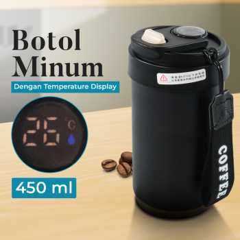WMYG Botol Minum Tumbler Temperature Display Stainless Steel 450ml - WM-8001 - Black