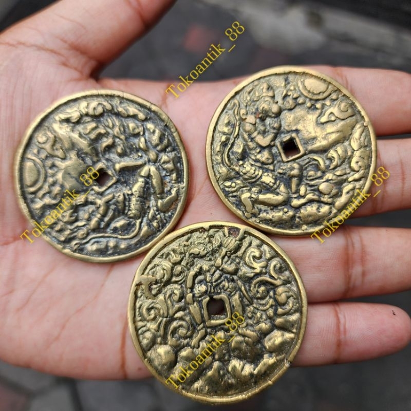 Uang Koin Majapahit Kuningan Gambar Anoman / Uang pis bolong / uang gobog