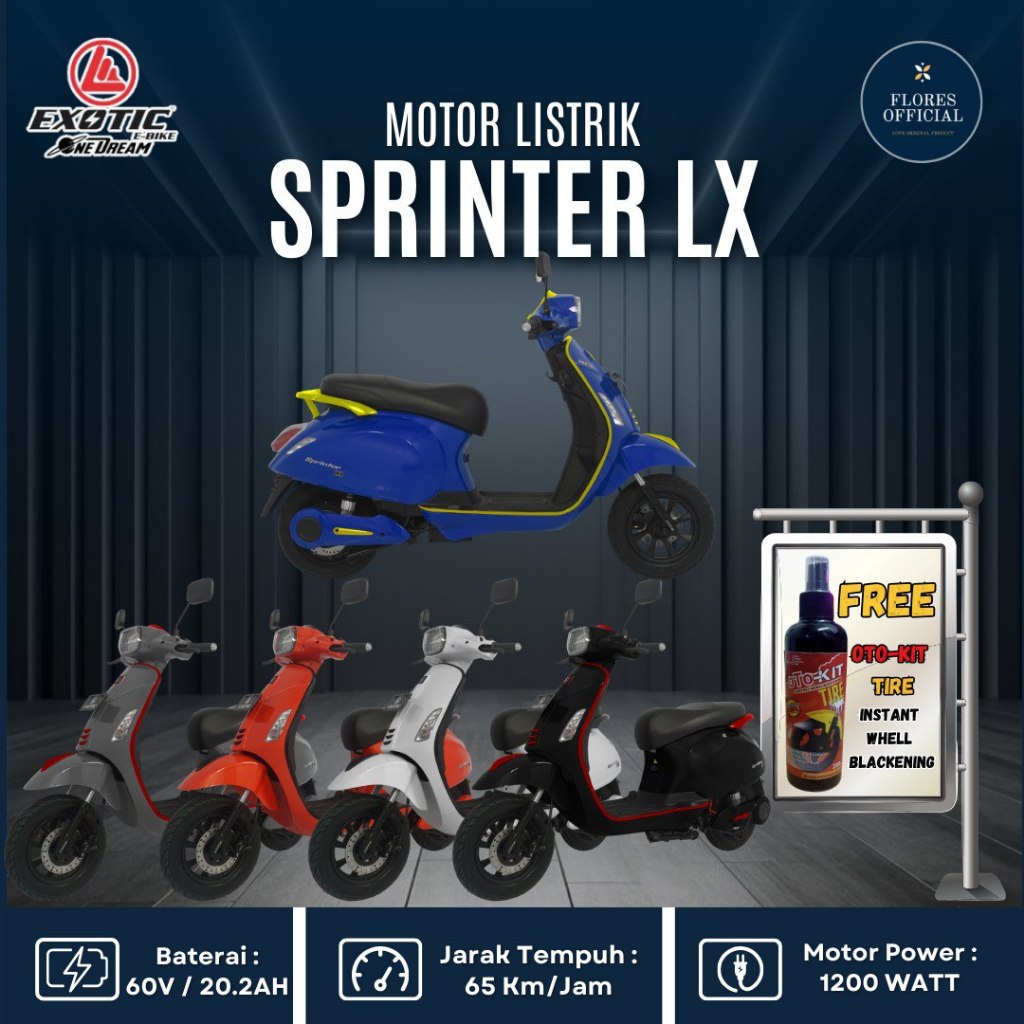 Sepeda Motor Listrik Vespa Listrik Sprinter LX Pacific Exotic