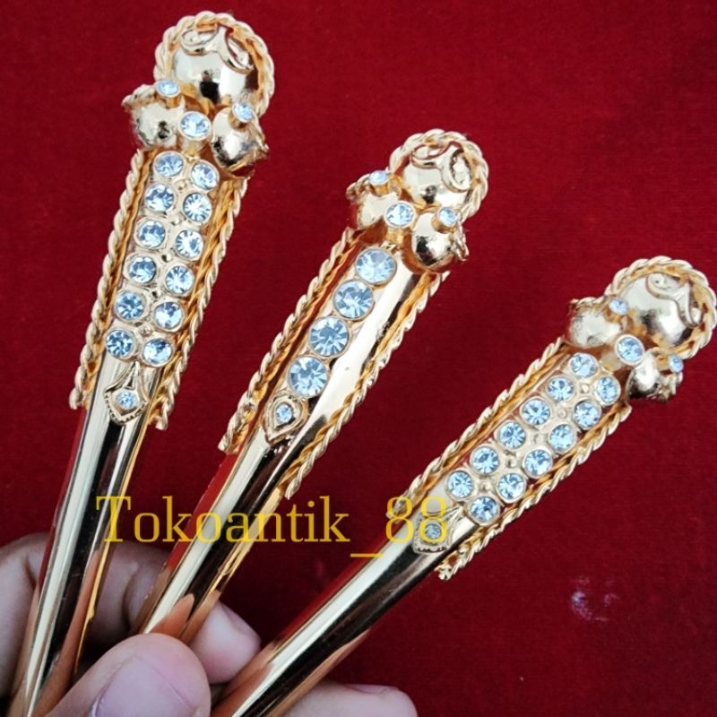 Tusuk konde naga diamond lapis emas 24 k gold plated