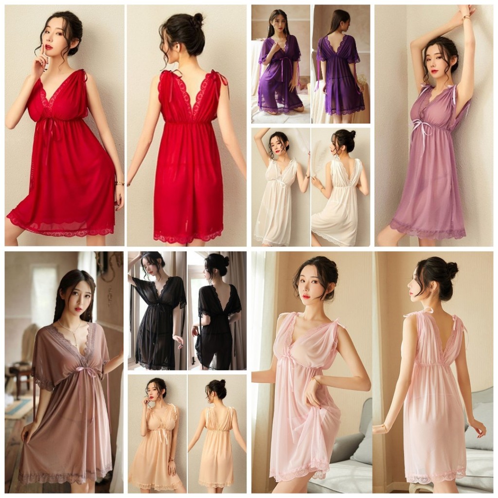 [oddsolshop] pekanbaru/Lingerie Set Jumbo Model Babydoll V Neck Dinas Malam Wanita Baju Tidur 121