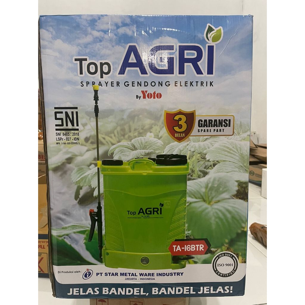 TENGKI ELEKTIK TOP AGRI 16L (garansi sperpat 3 bulan)