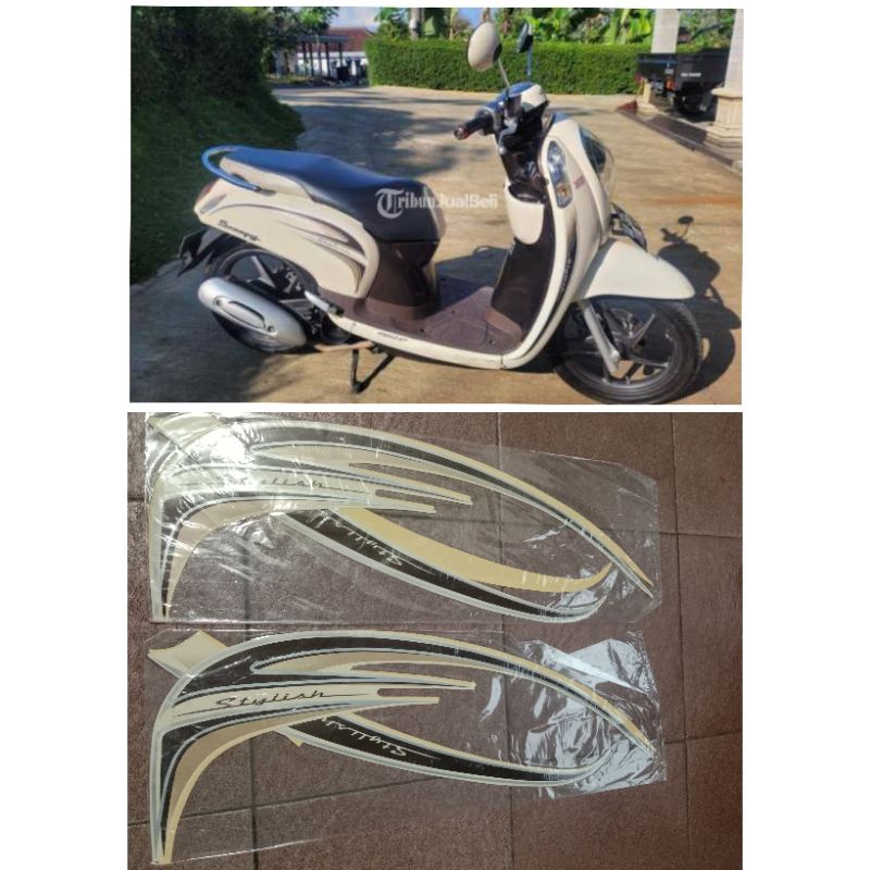 Sticker striping scoopy stylish 2014 krem / Lis body scoopy stylish 2014 putih krem