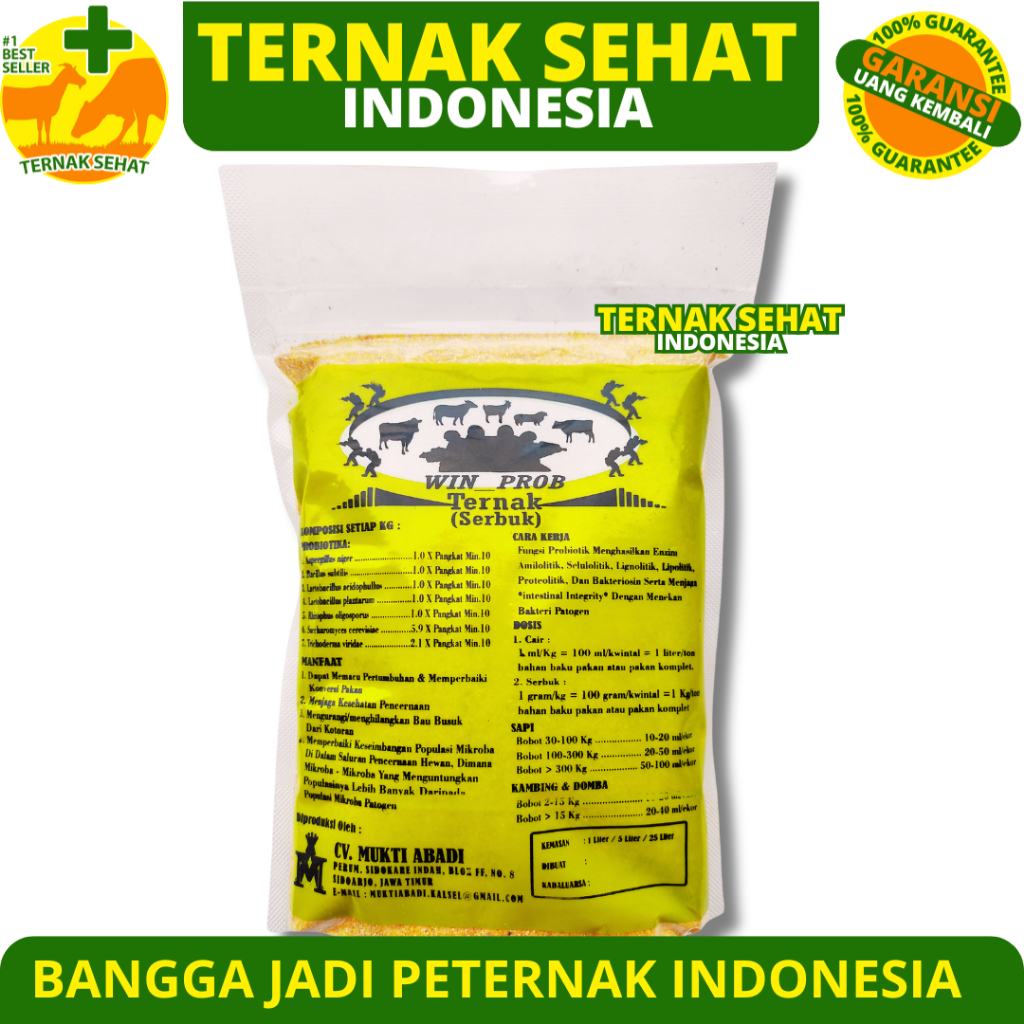 PROBIOTIK WIN PROB Kering Serbuk 1KG- Probiotik Ternak Untuk Fermentasi Silase Pakan Sapi Domba Kamb