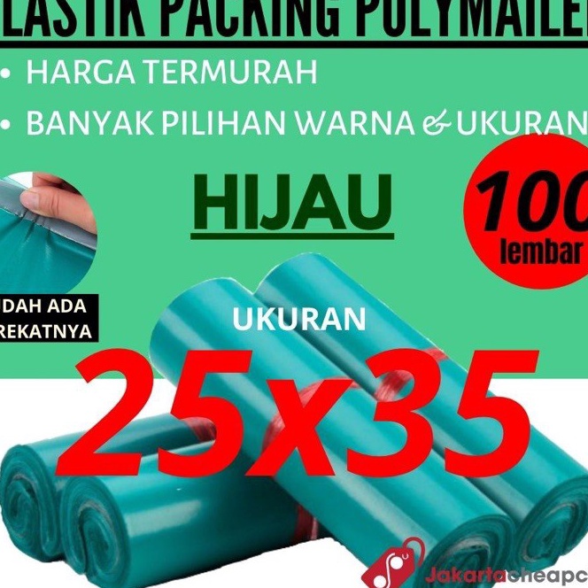 

KI3 JCP2 Amplop Plastik Packing Polymailer Hijau 25x35 1pcs