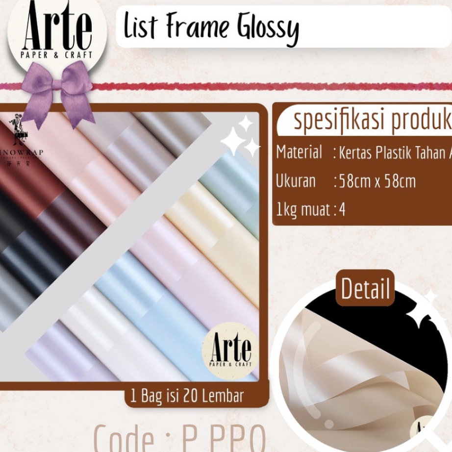 

KF7 2 Lembar List Frame Bingkai Glossy Kes Buket Korea Bunga Flower Wrapping Paper Kado Arte Jaka PPPQ