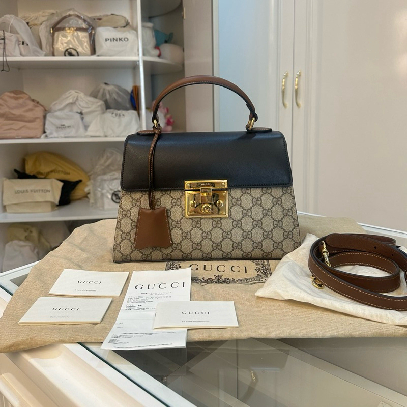 Gucci Authentic Small Padlock GG Supreme Top Handle Sling Woman Bag Branded Tas Wanita Preloved