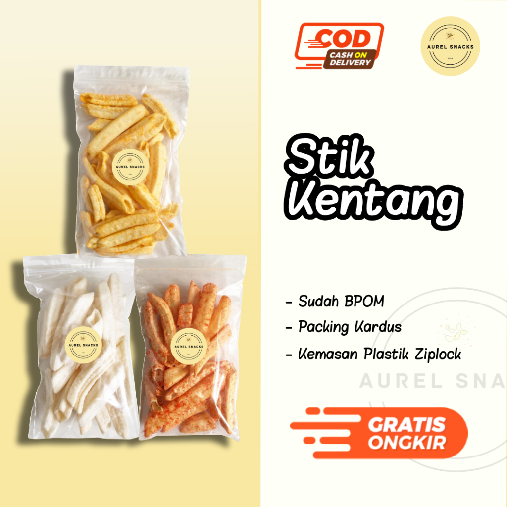 

Harga 3.000/5.000/10.000 Stik Kentang Balado, Asin, Keju Aurel Snacks / Aneka Stik Kentang / Snack Grosir Kiloan Murah Meriah / Cemilan Camilan Jadul / Makanan Ringan