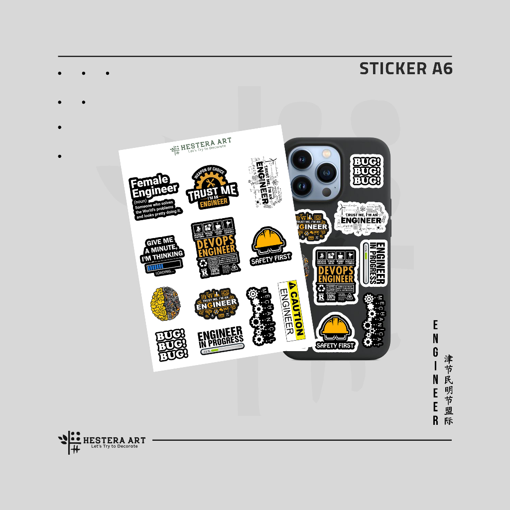 

Stiker Pack A6 Profesi Sticker Vinyl Laminasi Doff Glosy | Sticker Engineer