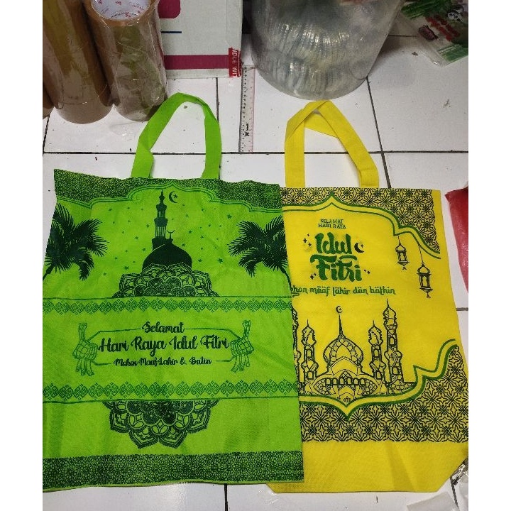 

Unggul Lusinan 12pcs Goodie bag LEBARAN 3x4 38x45 tas idul fitri tas spunbond
