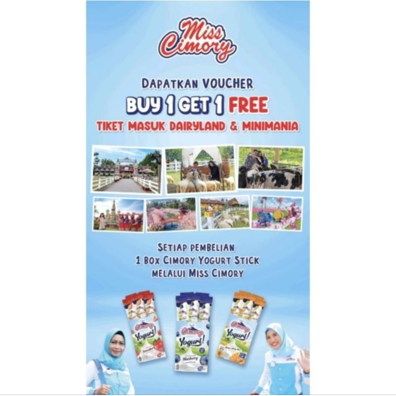 

BUY 1 GET 2 TIKET MASUK WISATA YOGURT CIMORY STICK 1 BOX ISI 25 PCS GRATIS TIKET WISATA BAWEN + BOYOLALI S.D. SEP 2024
