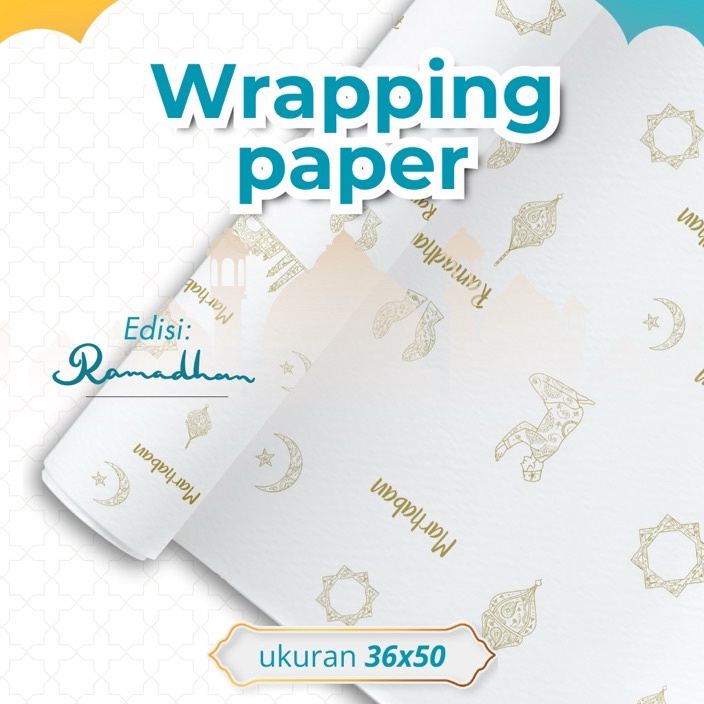 

KF7 36x5 Eid Series Wrapping Paper Kes packing Dorslag Motif Idul Fitri kes Hampers kado bungkus baju