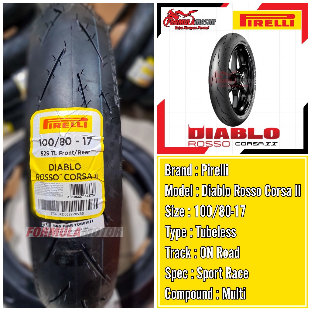 100/80-17 Pirelli Diablo Rosso Corsa 2 Ring 17 Tubeless - Ban Tubles Motor Balap/Kompetisi Super Pre