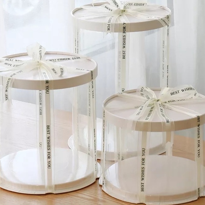 

KF7 D22cm Kotak Kue Mika Transparan Dus Tall Cake Cake Box Mika Bulat