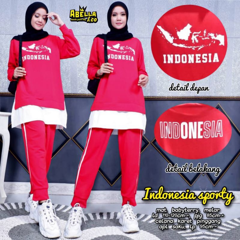 SETELAN OLAH RAGA WANITA INDONESIA SPORTY by ABELLA