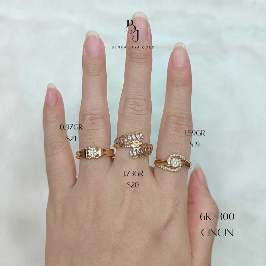 Cincin Fashion Emas 6K/300