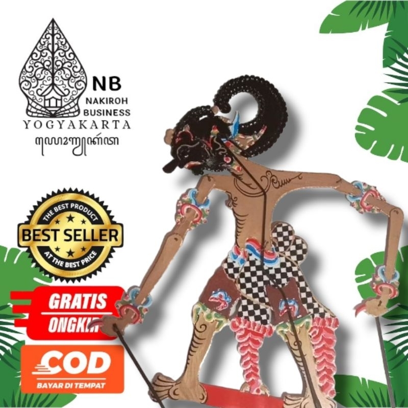 NAKIROHBUSINESS WAYANG BIMA WERKUDARA WAYANG KULIT ASLI -+ 45CM