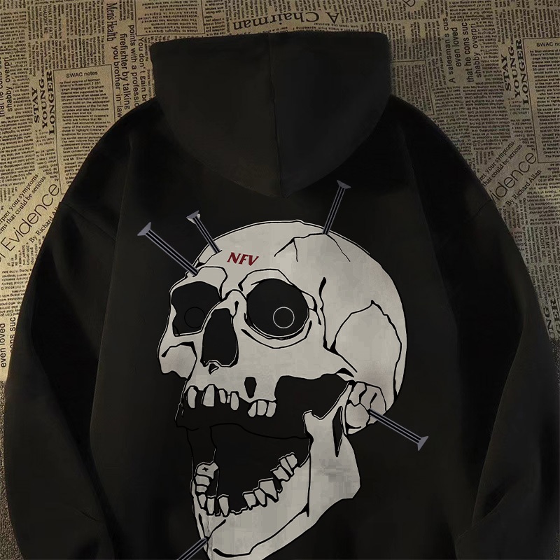 [COD] Fastfash Sweater Hoodie Distro Pria Dan Wanita Tengkorak NFV - Baju Atasan Oversize Switer Hit