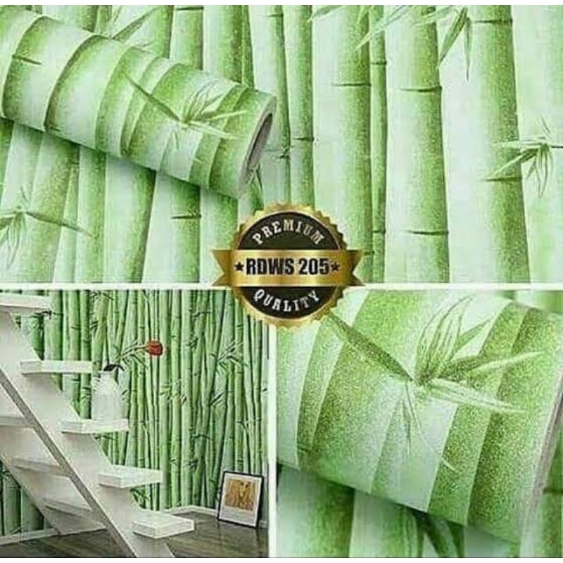 Wallpaper Sticker Dinding Motif Dan Karakter Ukuran 8 Meter GH067 Bambu Daun Termurah