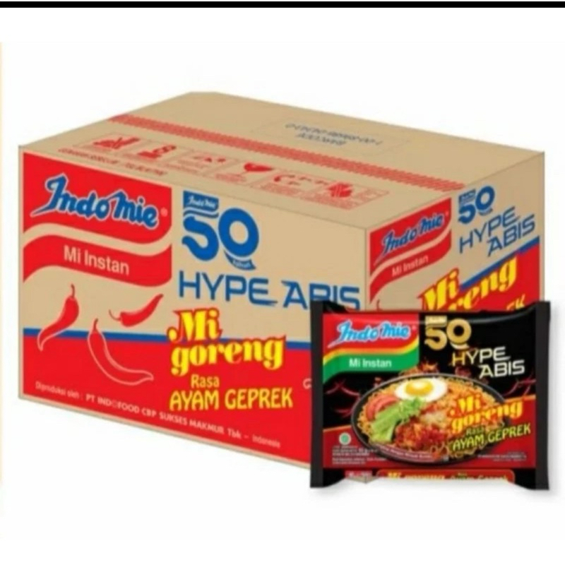 

(40 bks/1 dus) indomie ayam geprek hype abis