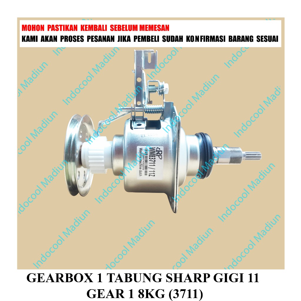 G1TS8 GIRBOX / GEARBOX MESIN CUCI / GEARBOX 1 TABUNG SHARP GIGI 11 G1 8KG (3711)