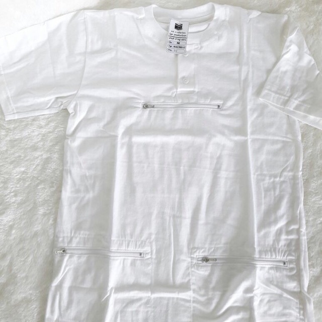 Kaos Oblong Haji Umroh//Kaos Pria Putih Resleting depan Haji Umroh