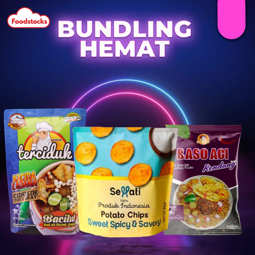 

Bundling Hemat - Sehati Sweet Spicy Savory - Terciduk Tulang Rangu - Baso Aci Cik Emam Rendang
