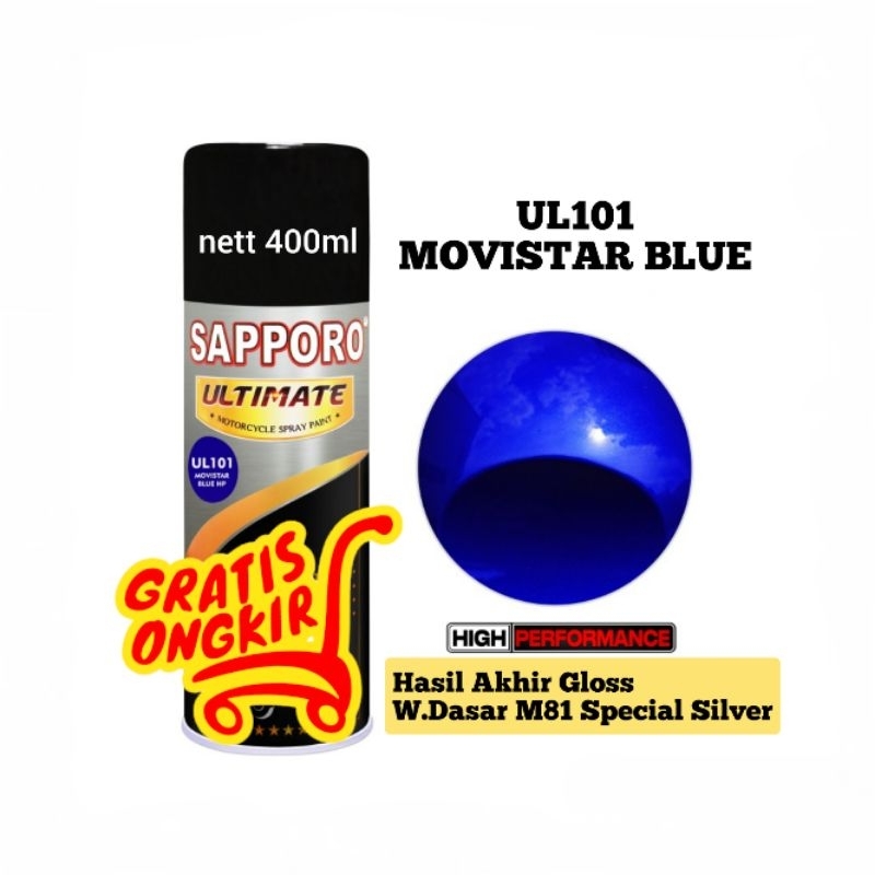 Sapporo Ultimate UL101 Movistar Blue HP/movistar/biru/cat semprot/pylox/pilox/pilok/motor