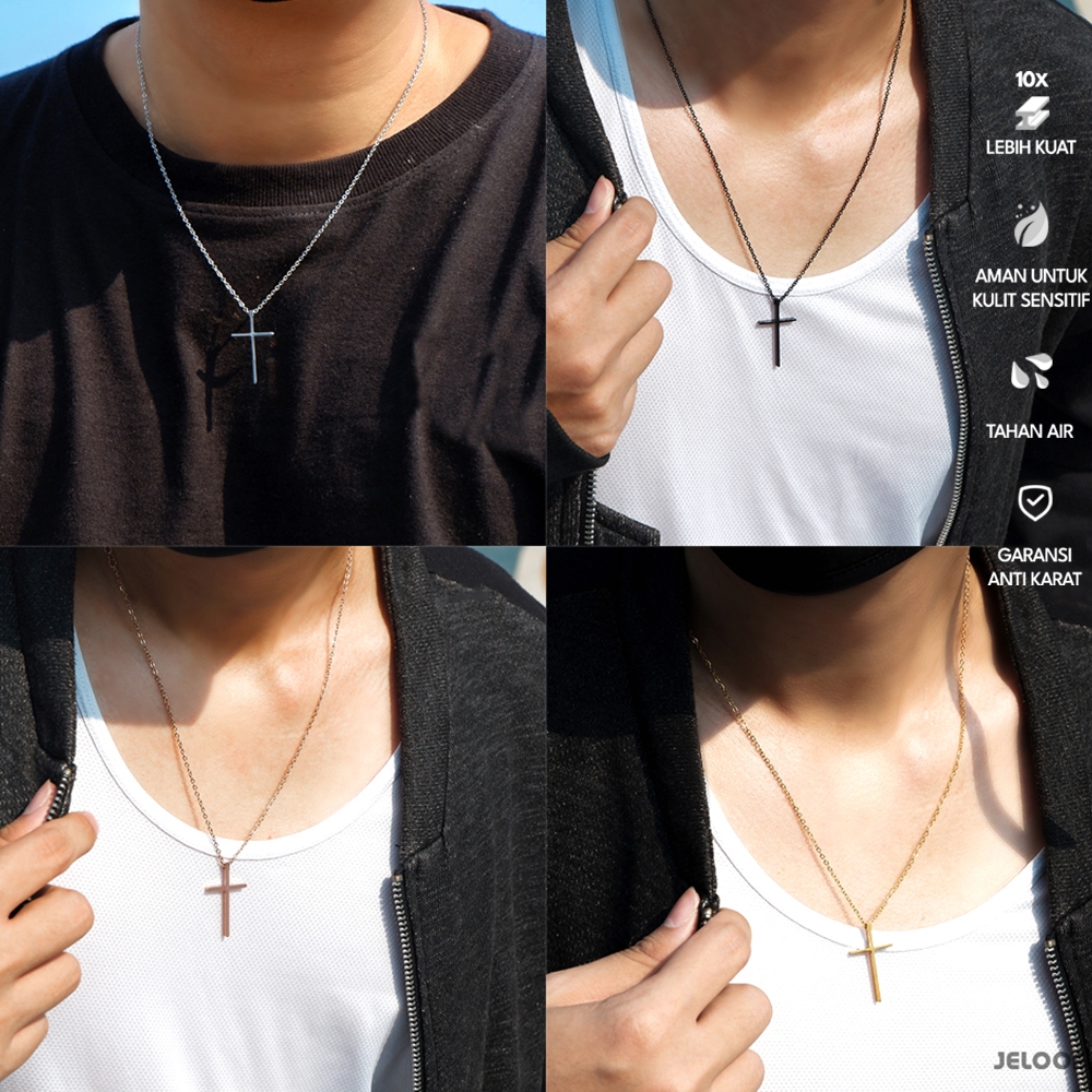 JELOOF Kalung Salib Galilea BISA UKIR - Stainless Steel 316 | Ukir Wajib No COD | Unisex