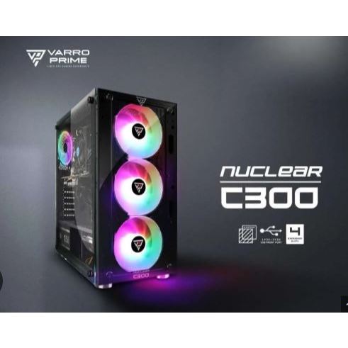 Varro Prime Nuclear C300 - Tempered Glass Gaming Case 3 Fan Led