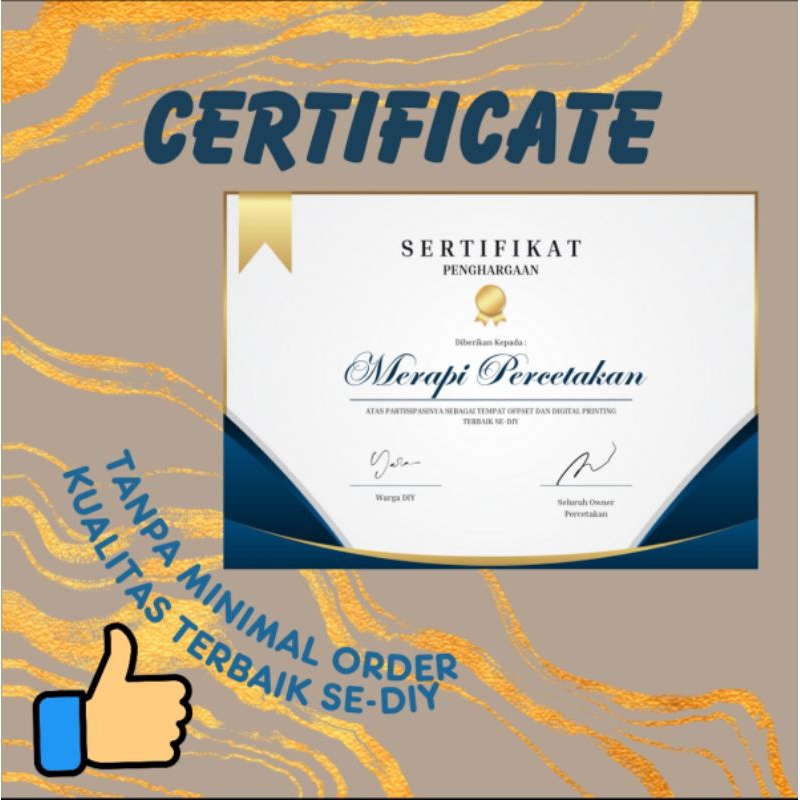 

SERTIFIKAT ukuran A4