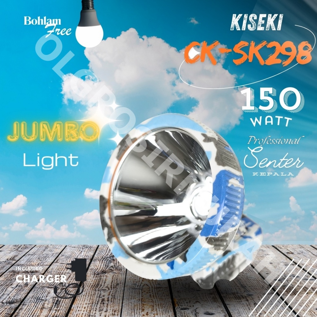 Senter Kepala Headlamp Kiseki CK-SK298 150 Watt Putih